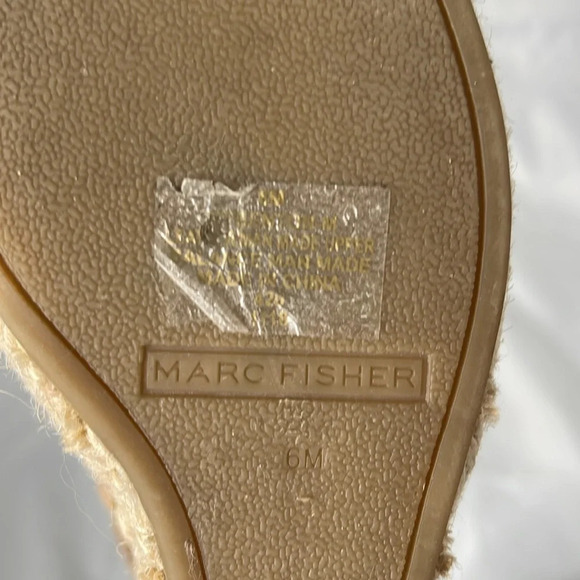 MARC FISHER Santon Tan Nude Espadrille Wedges Shoes Open Toe Gold Studded Boho 6 - Picture 10 of 12
